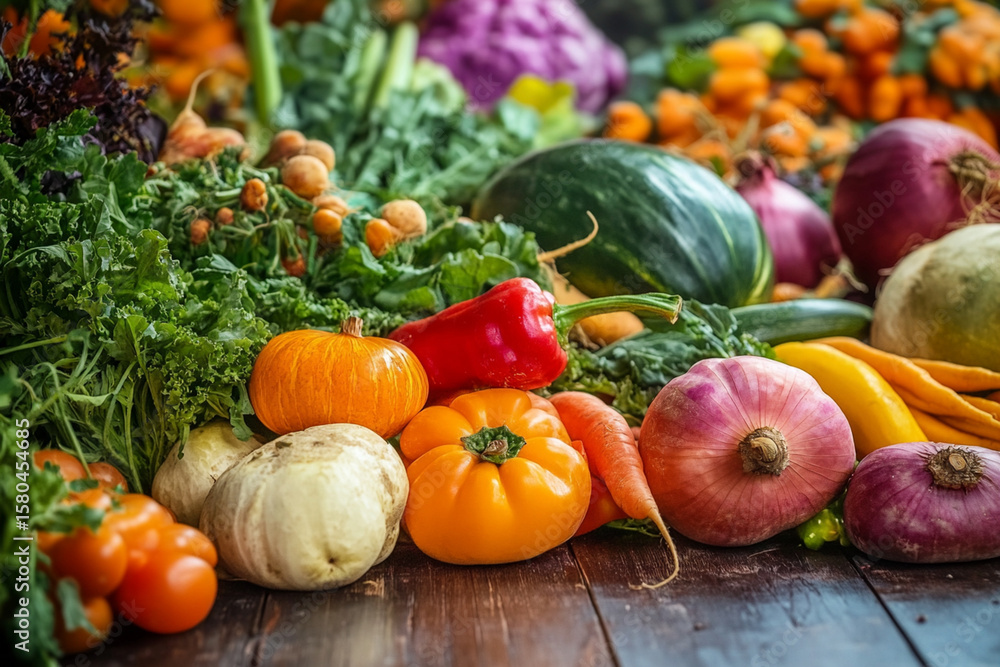 Harvest Table with Seasonal Vegetables Harvest Table with Seasonal Vegetables
