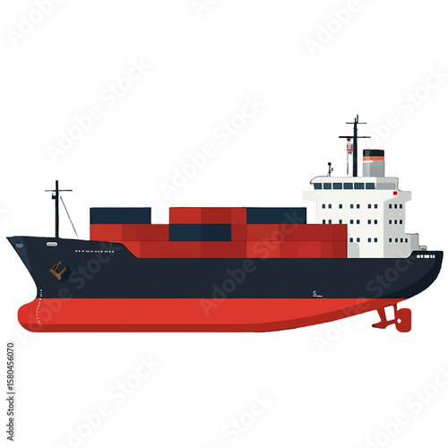 Cargo Ship Carrying Containers on the Sea