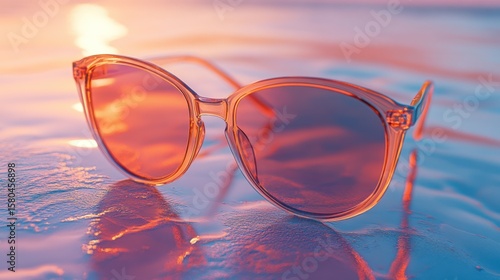 Wallpaper Mural Stylish Sunglasses on Rippled Surface at Sunset Torontodigital.ca