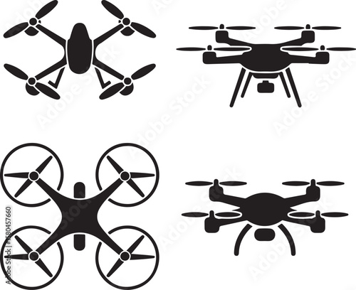 Flying Drone Silhouette Vector

Modern Quadcopter Design Illustration

Aerial Drone in Flight Clipart

Tech Drone Silhouette Icon Art

Remote-Control Drone Vector Graphic