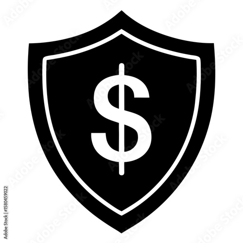 Shield containing a dollar sign silhouette vector illustration