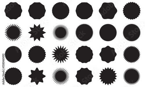 Star round sticker tag icon .  Circle starburst label shape for promo, sale, price offer badge sticker design. Pictograms and infographics for mobile apps. 