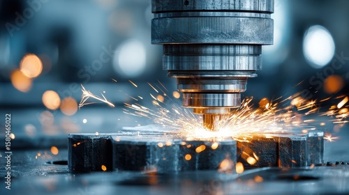 Fabrication of metal components in an engineering workshop with sparks flying