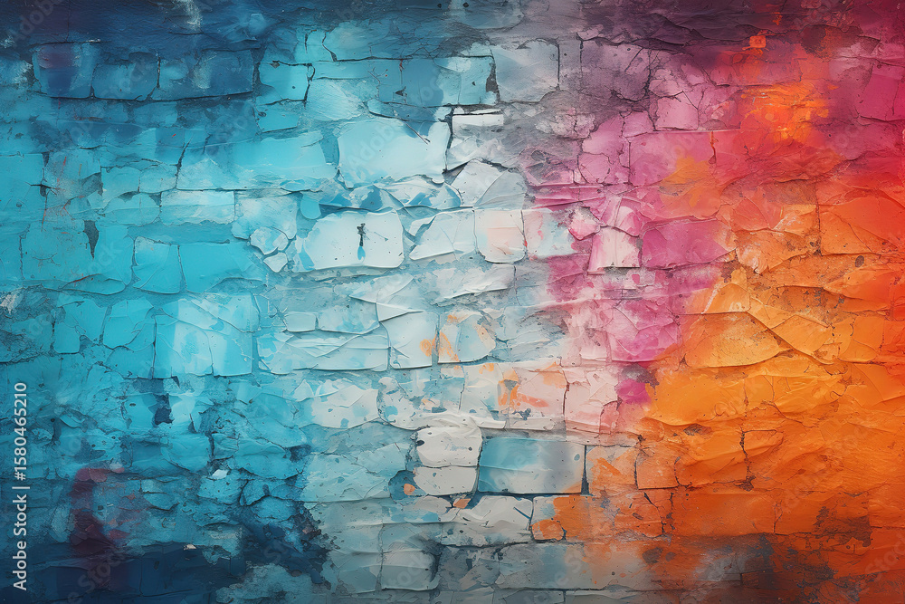 Obraz premium Expressive Colorful Grunge Wall Background for Graphic Design Needs