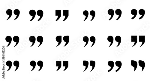 Quotation Marks Design: A minimalist design featuring array of paired quotation marks, a symbol of language, text, and ideas.