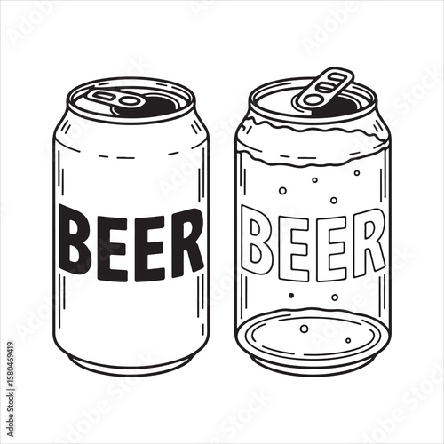 Beer Can Illustration – Hand Drawn Beverage Cans Vector Art