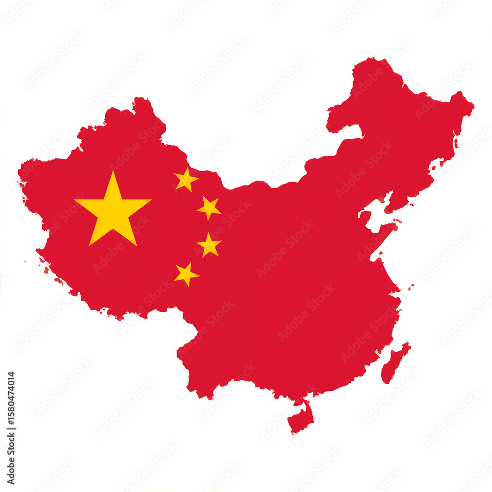 Naklejka premium map of china with flag