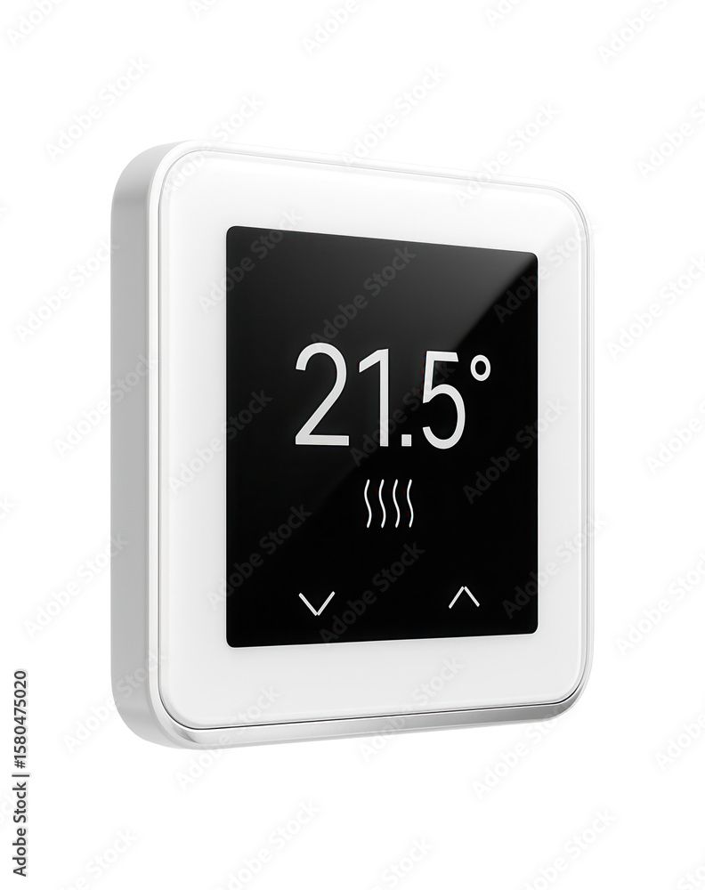 A digital thermostat panel for electric underfloor heating, ideal for a modern apartment, featuring a touch screen for intuitive control. A digital thermostat panel for electric underfloor heating, ideal for a modern apartment, featuring a touch screen for intuitive control.