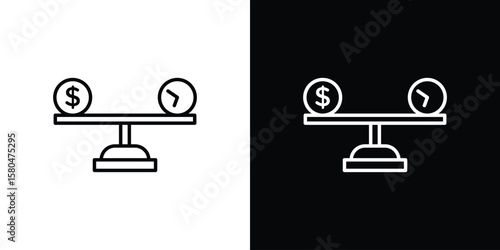 Photos Time and money compare scale icon with Editable stroke