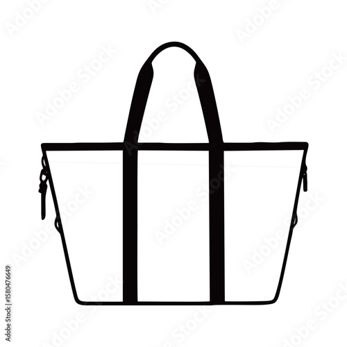silhouette photo of a tote bag with a white background