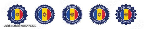 moldova product label set. moldova flag, premium made in moldova . Labels, seals, stamps, flags, icons