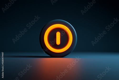 A sleek 3D rendered power button with a vibrant orange glow, set against a dark, minimalist background, symbolizing activation, modern technology, and the initiation or termination of systems.

