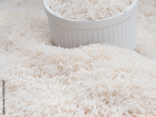 White Rice in Ceramic Bowl