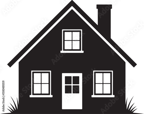 Simple House Silhouette Vector Illustration

Modern Home Silhouette Design for Real Estate

Traditional Cottage House Black Silhouette

Residential House Front View Silhouette Vector

Cute Family Hous
