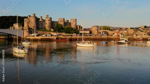 Historical castle and port in the medieval Conwy town, Wales, United Kingdom