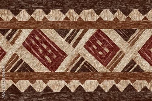 Samoan tapa cloth design, traditional geometric patterns celebrating Pacific heritage, ideal for cultural and travel design themes.