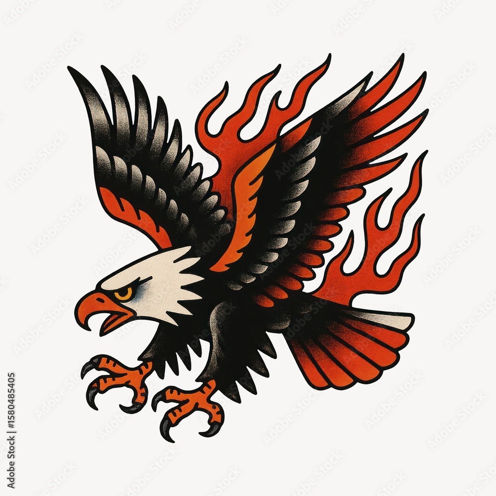 Obraz premium Bold fiery eagle illustration.