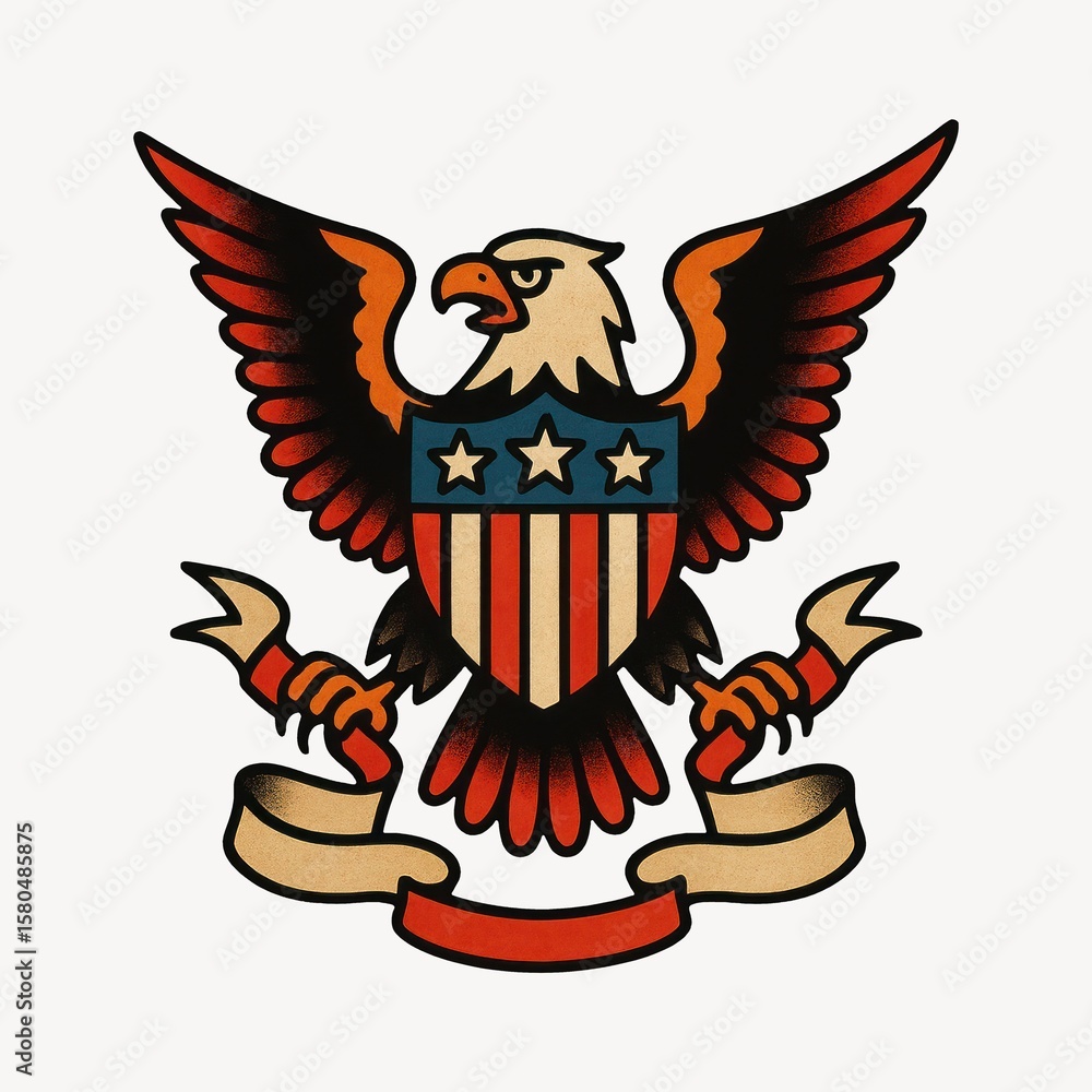 Obraz premium Patriotic eagle emblem illustration.