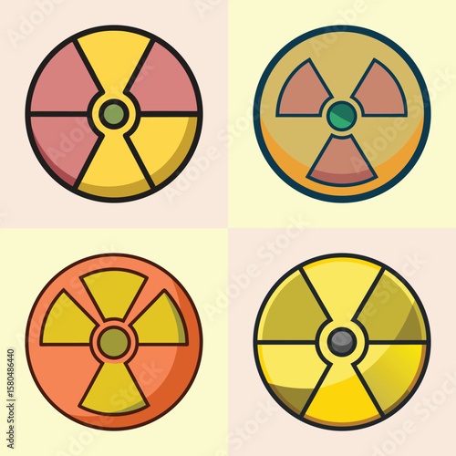 Flat Radiation Symbol Illustration  Hazard Warning and Nuclear Danger Vector Icon