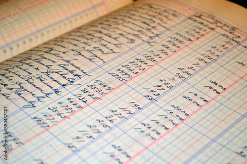 Schilderij op canvas Close-up of a handwritten ledger.