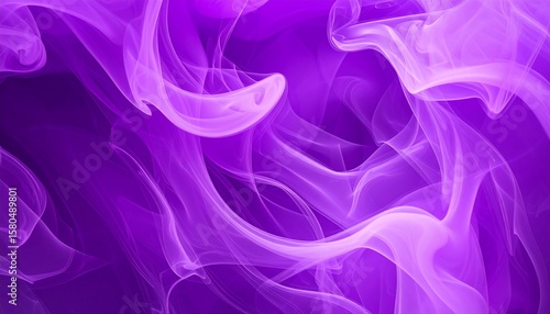 Abstract swirls of vibrant purple and translucent smoke
