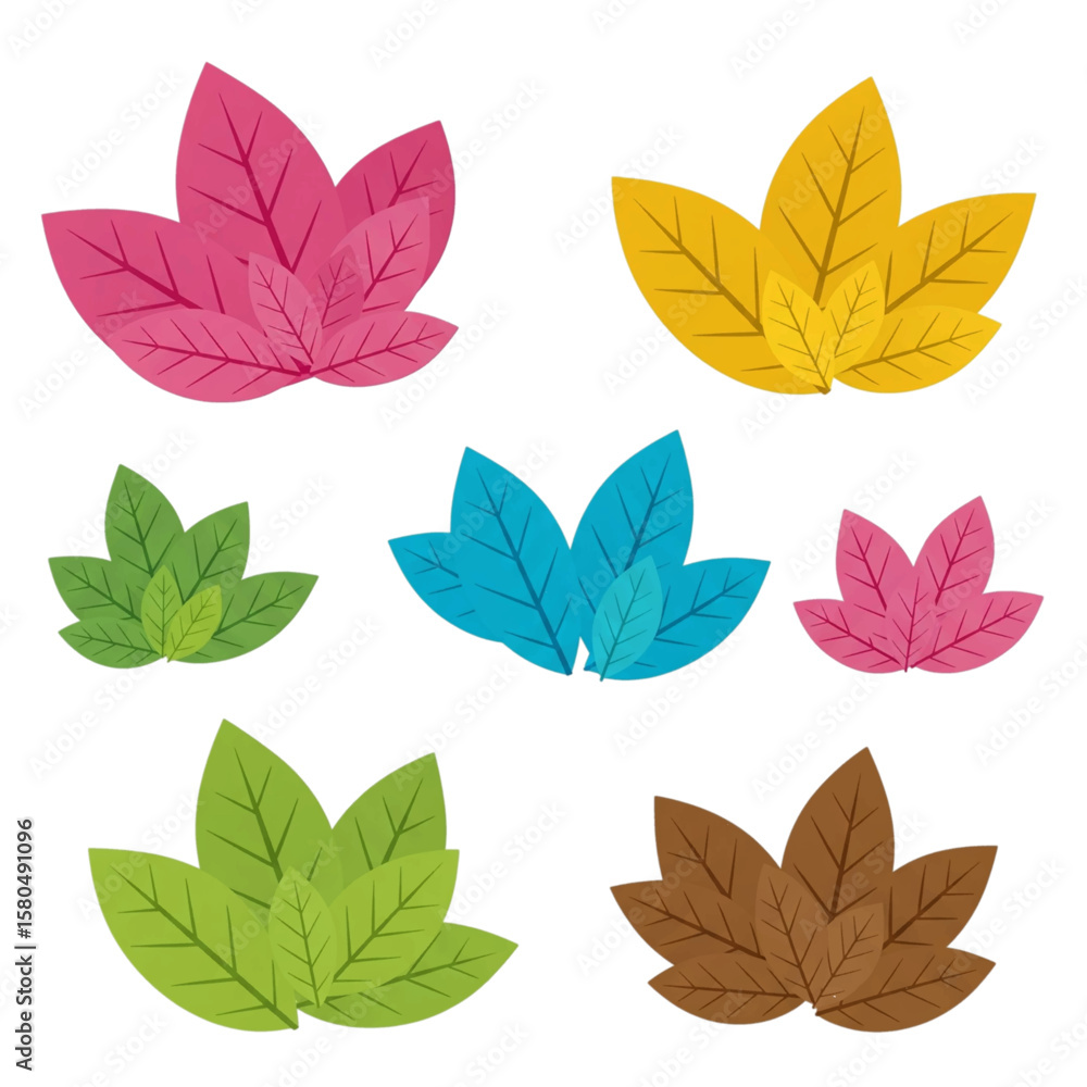 Obraz premium Colorful abstract flat design leaves in various hues
