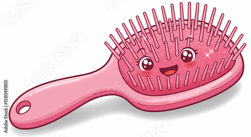Cute Pink Hairbrush: A Delightful Cartoon Illustration