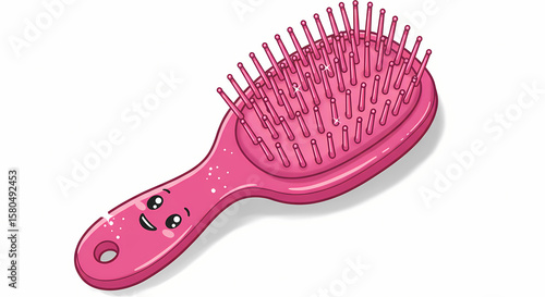Cute Pink Hairbrush Illustration: Perfect for Hair Care Designs