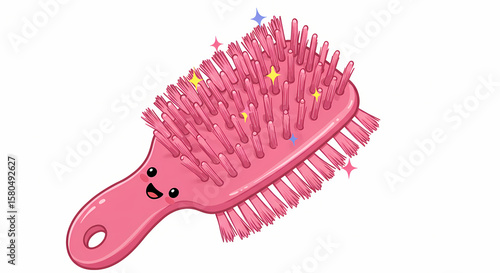 Pink Hairbrush Illustration: Cute Cartoon Design