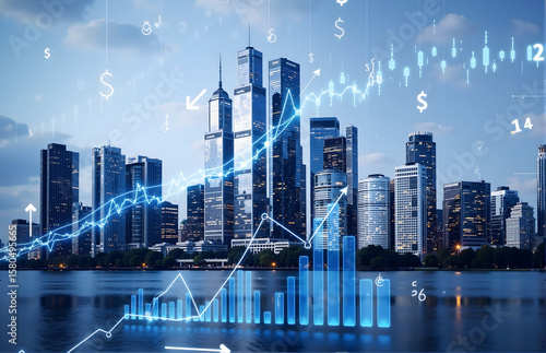 Financial Technology City Night View