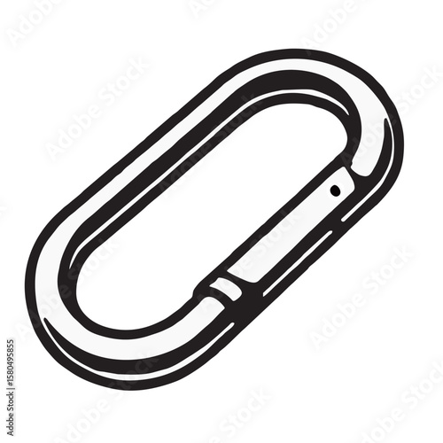 silhouette photo of a carabiner with a white background