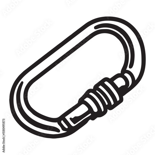 silhouette photo of a carabiner with a white background