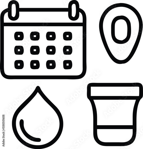 Calendar icon set for business and finance design with calculator and technology symbols