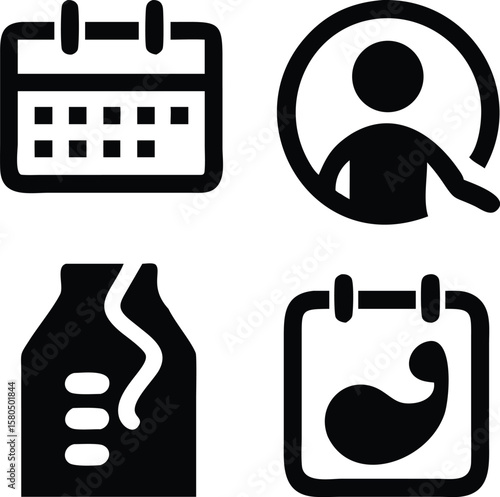Set of business and music vector icons for web design with symbols and buttons representing money and people concepts