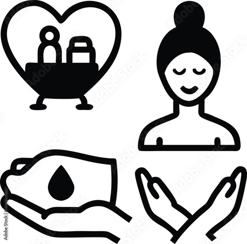Vector illustration of man and woman icons set simple black silhouettes