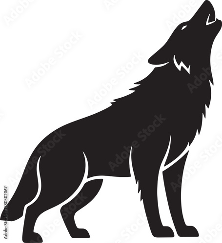 wolf howling black silhouette, wildlife animal vector 
