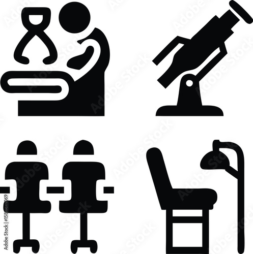 Set of tool icons vector illustration with business symbols and silhouettes