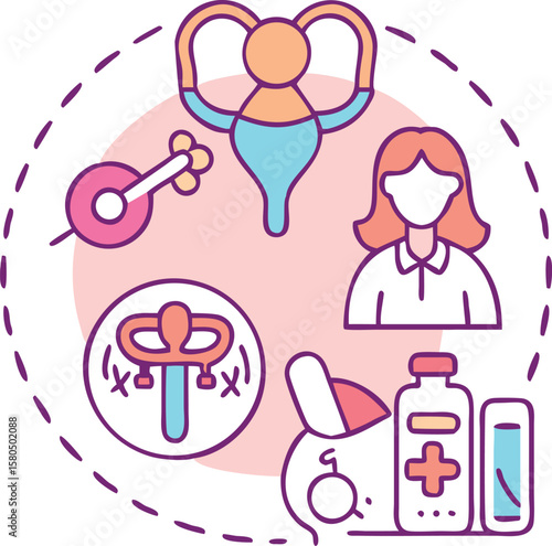 Happy family icon set with cartoon people and children