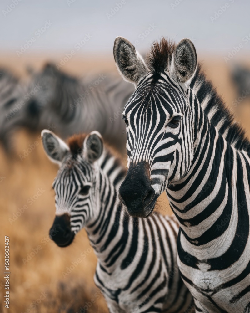 Naklejka premium Two Zebras in African Savanna