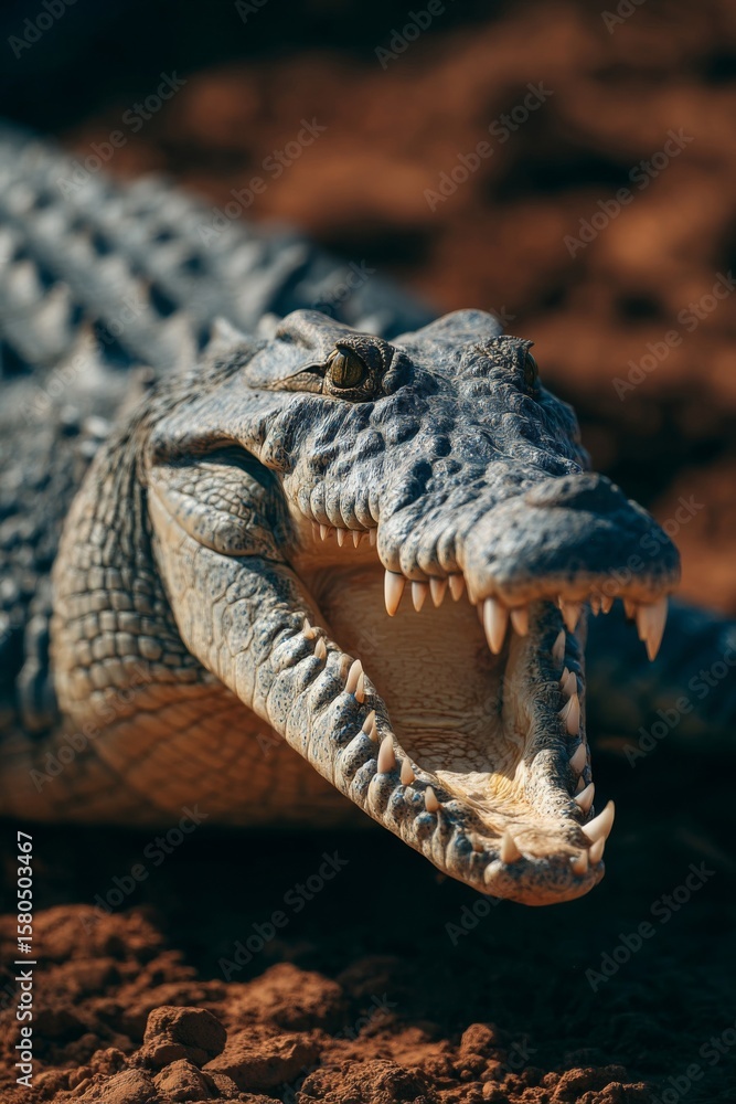 Fototapeta premium Close Up of a Crocodile's Open Mouth