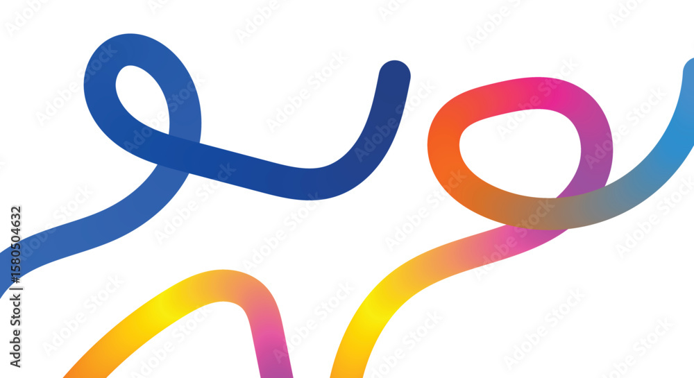 Fototapeta premium Twisted Gradient Loops on White Background – Fluid Neon Art Composition Abstract Background with Gradient Color Waves Rainbow Gradient Lines.