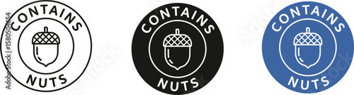 Contains nuts allergen warning label food allergy information and safety icon