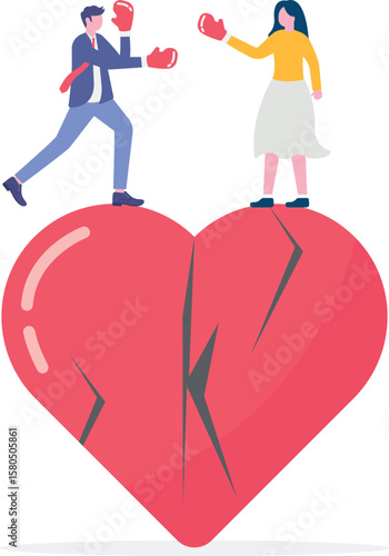Marriage difficulties problem, divorce or violence or painful in broken relationship couple concept.
