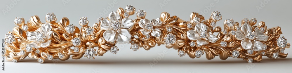 Obraz premium Elegant floral jewelry design with intricate details showcasing stunning craftsmanship and luxurious materials perfect for special occasions and timeless style