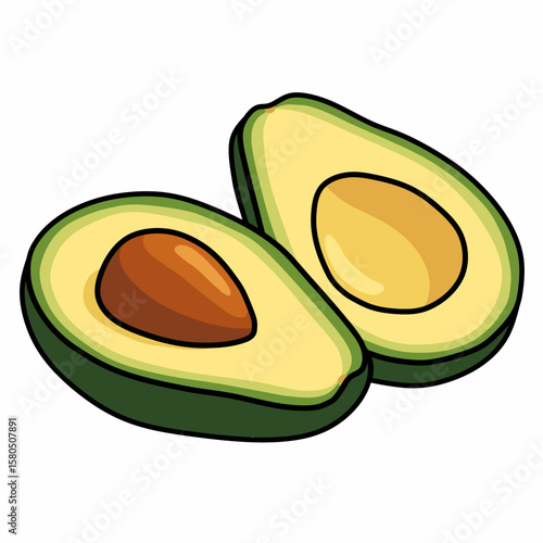Fresh Avocado Halves Illustration