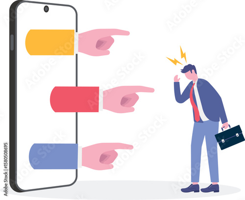 Cyber bullying, internet abuse or online troll, social media problem with hater comments concept.
