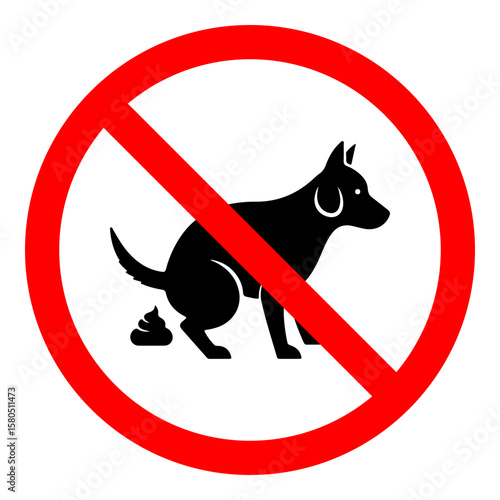 no dogs pooping icon sign symbol, no animal pooping sign, isolated on white background
