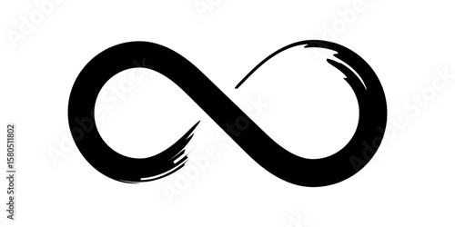 Black art style brush infinity symbol on a white background. Vector