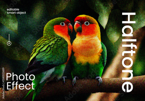 Halftone Photo Effect Mockup Template for Retro Pop Art Style