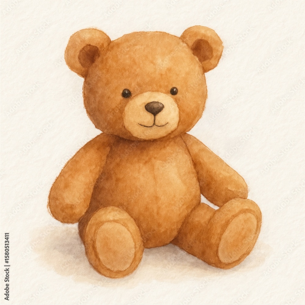 Fototapeta premium Charming watercolor teddy bear illustration.